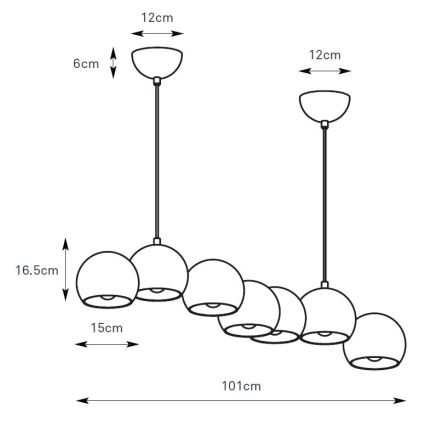 Markslöjd 108860 - Hanglamp aan een koord CUPOLO 7xE14/40W/230V zwart