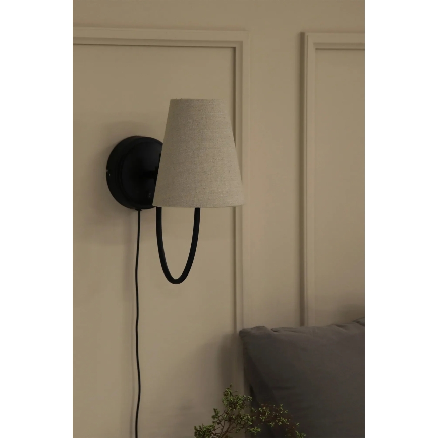 Markslöjd 108907 - Wandlamp AMAR 1xE14/40W/230V linnen/zwart