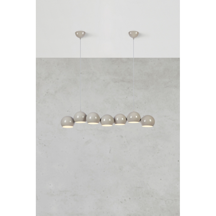 Markslöjd 108914 - Hanglamp met kabel CUPOLO 7xE14/40W/230V grijs