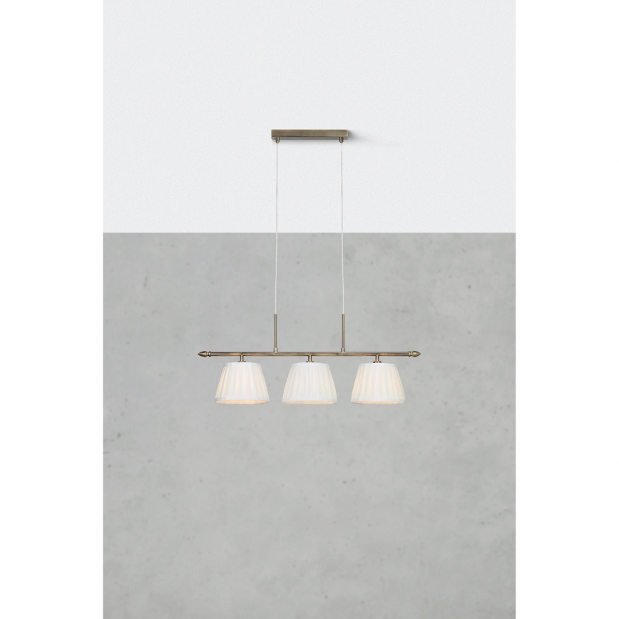 Markslöjd 108975 - Hanglamp aan kabel OXFORD 3xE14/40W/230V messing/wit
