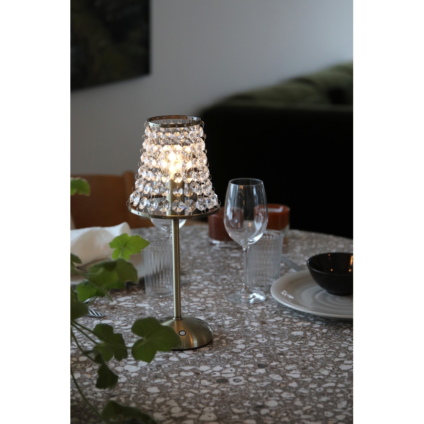 Markslöjd 109125 - LED dimbare oplaadbare aanraaktafellamp LIORA 1xE14/2W/2000 mAh messing