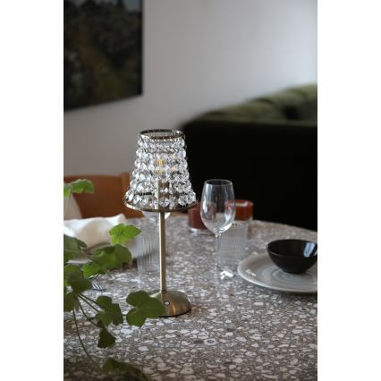 Markslöjd 109125 - LED dimbare oplaadbare aanraaktafellamp LIORA 1xE14/2W/2000 mAh messing