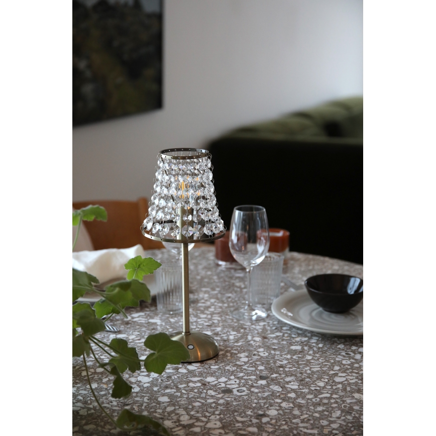Markslöjd 109125 - LED dimbare oplaadbare aanraaktafellamp LIORA 1xE14/2W/2000 mAh messing