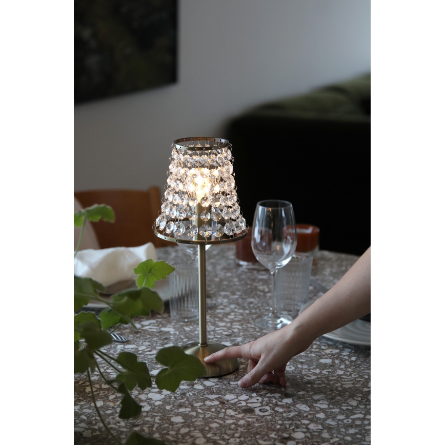 Markslöjd 109125 - LED dimbare oplaadbare aanraaktafellamp LIORA 1xE14/2W/2000 mAh messing