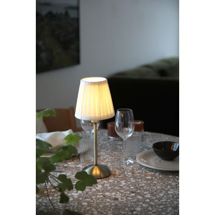 Markslöjd 109126 - LED dimbare oplaadbare tafellamp met aanraakfunctie ANNO 1xE14/2W/2000 mAh wit/messing