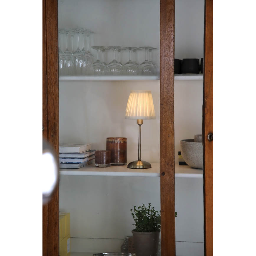 Markslöjd 109126 - LED dimbare oplaadbare tafellamp met aanraakfunctie ANNO 1xE14/2W/2000 mAh wit/messing