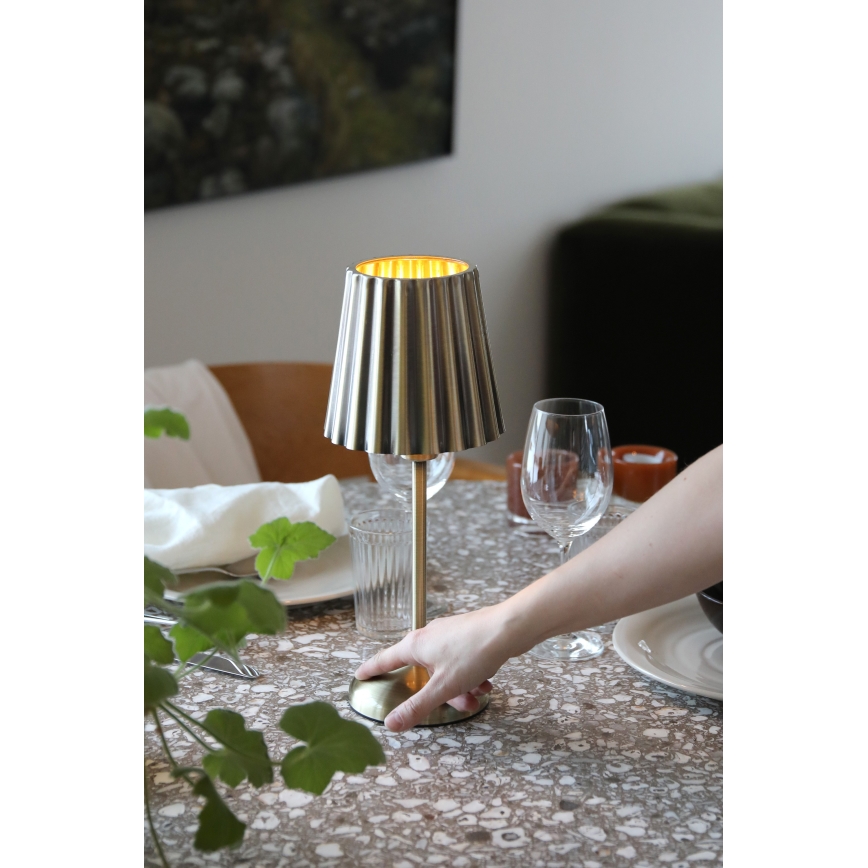 Markslöjd 109127 - LED dimbare oplaadbare aanraaktafellamp CELIA 1xE14/2W/2000 mAh messing