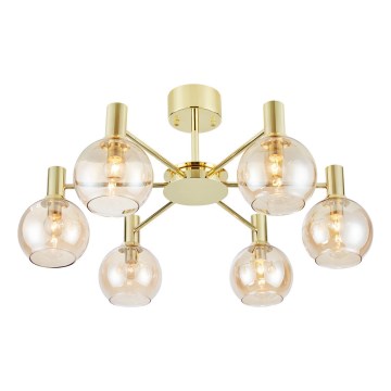 Markslöjd 109152 - Opbouwkroonluchter AMBRA 6×E14/40W/230V Ø 75 cm goud/rookbeige