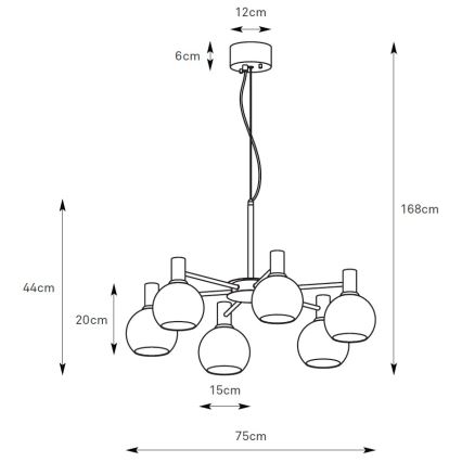 Markslöjd 109153 - Kroonluchter met kabel AMBRA 6xE14/40W/230V Ø 75 cm goud/rookbeige