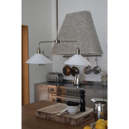 Markslöjd 109160 - Hanglamp VELA met stang 2xE27/60W/230V wit/messing