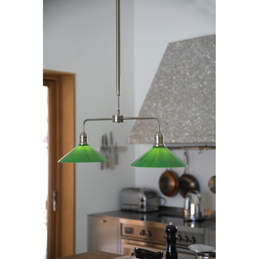 Markslöjd 109161 - Hanglamp met stang VELA 2xE27/60W/230V groen/messing