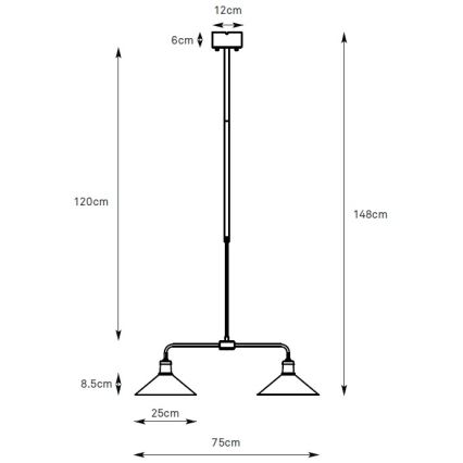 Markslöjd 109161 - Hanglamp met stang VELA 2xE27/60W/230V groen/messing