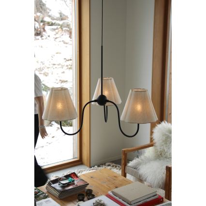 Markslöjd 109172 - Hanglamp aan kabel VEYA 3xE14/40W/230V linnen/zwart