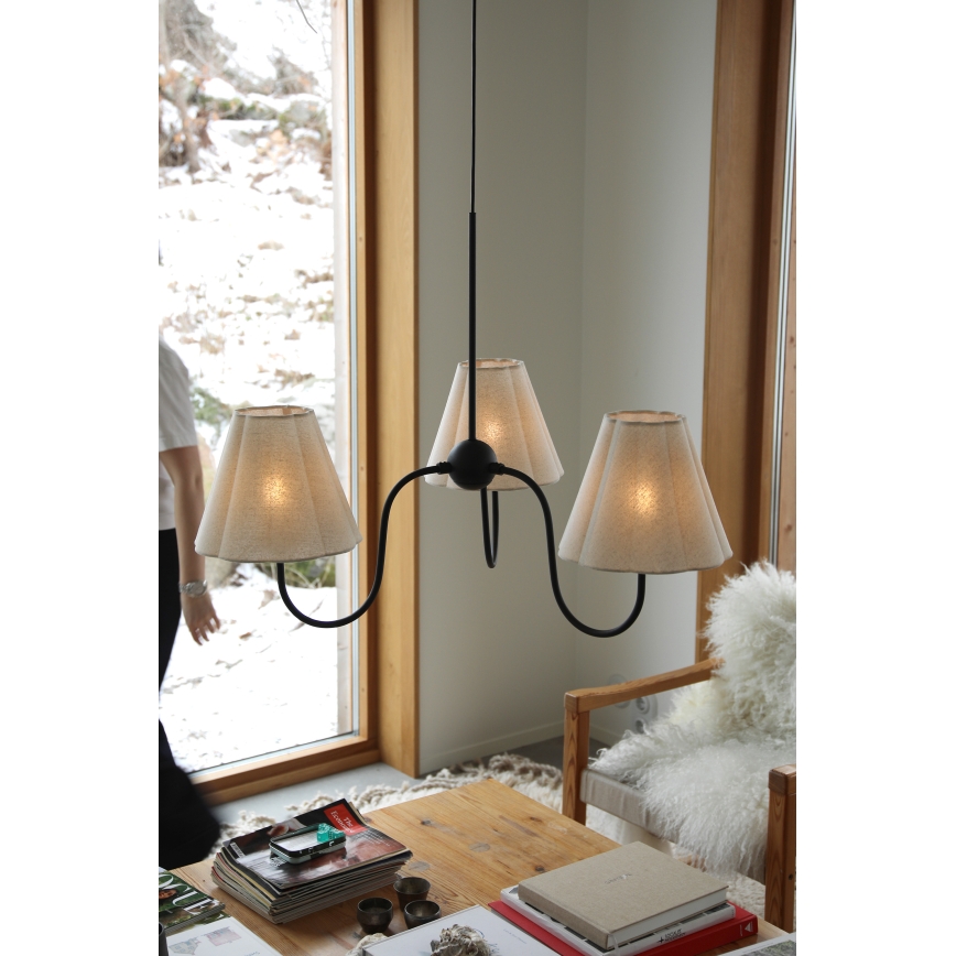Markslöjd 109172 - Hanglamp aan kabel VEYA 3xE14/40W/230V linnen/zwart