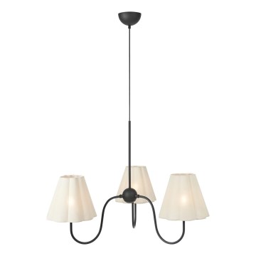 Markslöjd 109172 - Hanglamp VEYA aan kabel, 3xE14/40W/230V, Ø 90 cm, linnen/zwart