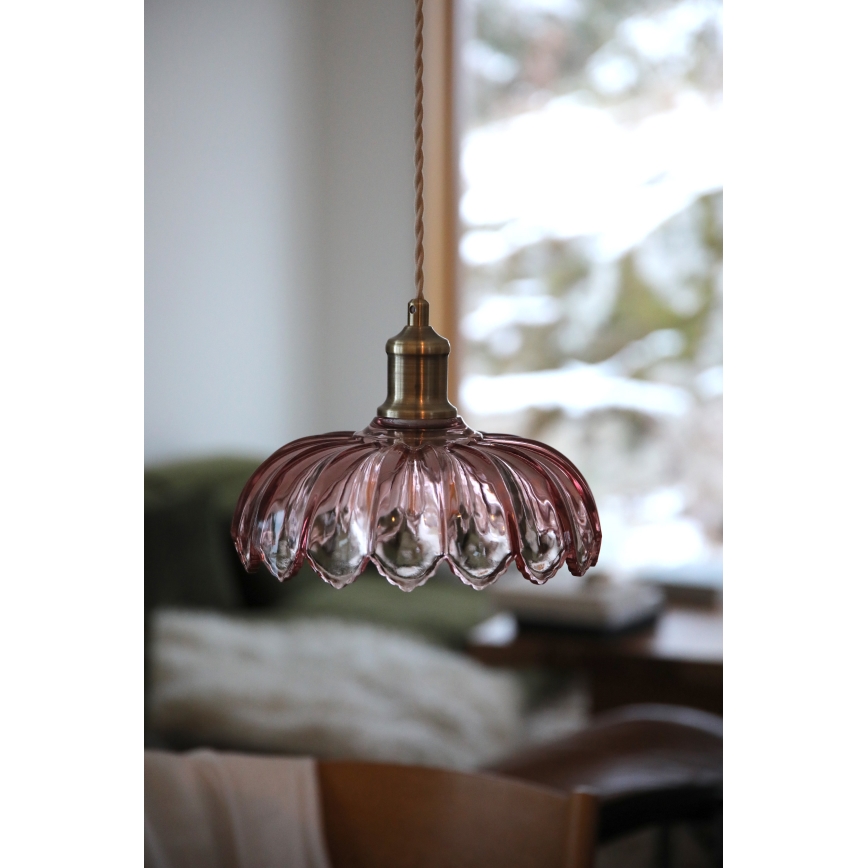 Markslöjd 109178 - Hanglamp aan kabel KURAGE 1xE27/40W/230V messing/rookroze