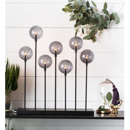 Markslöjd 705192 - Kerst kandelaar MÄSTER 7xE5/0,8W/230/12V zwart