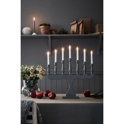 Markslöjd 705813 - Kerstkandelaar SVANEHOLM 7xE10/3W/230V grenen/grijs