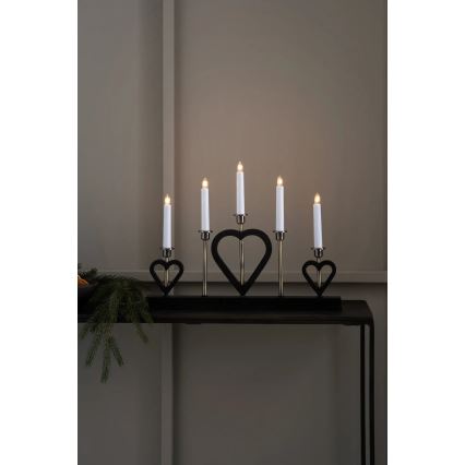 Markslöjd 705938 - Kerstkandelaar MELISSA 5xE10/3W/230V zwart/messing