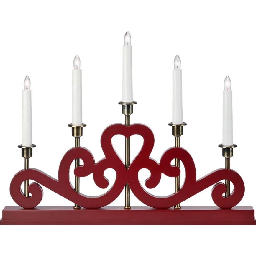 Markslöjd 706211 - Kerstkandelaar ENEBY 5xE10/3W/230V rood/messing
