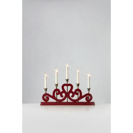 Markslöjd 706211 - Kerstkandelaar ENEBY 5xE10/3W/230V rood/messing