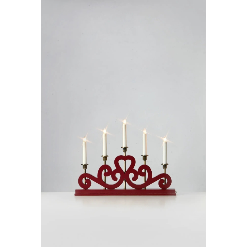 Markslöjd 706211 - Kerstkandelaar ENEBY 5xE10/3W/230V rood/messing