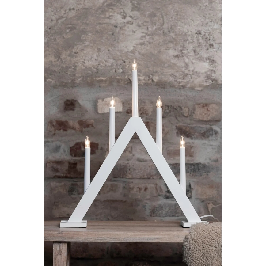 Markslöjd 706222 - Kerstkandelaar ARIELE 5xE10/3W/230V dennenhout/wit
