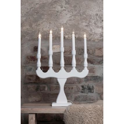 Markslöjd 706278 - Kerstkandelaar SVANEHOLM 5xE10/3W/230V dennenhout/wit