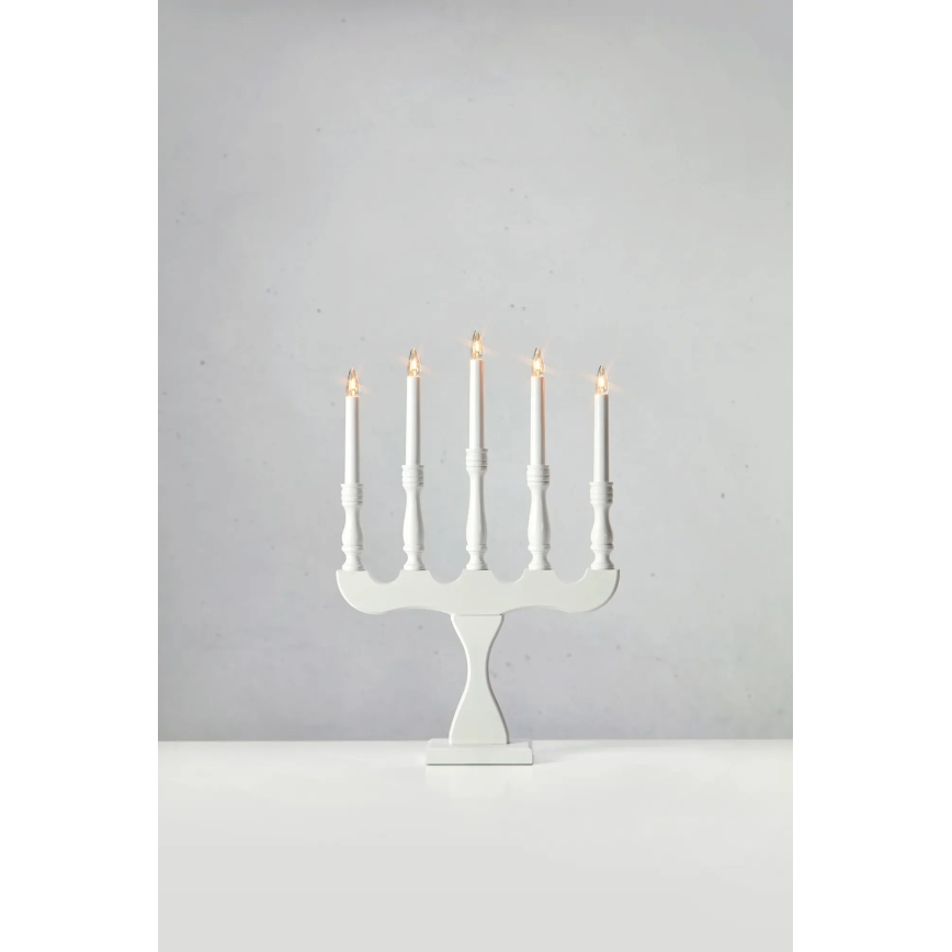 Markslöjd 706278 - Kerstkandelaar SVANEHOLM 5xE10/3W/230V dennenhout/wit