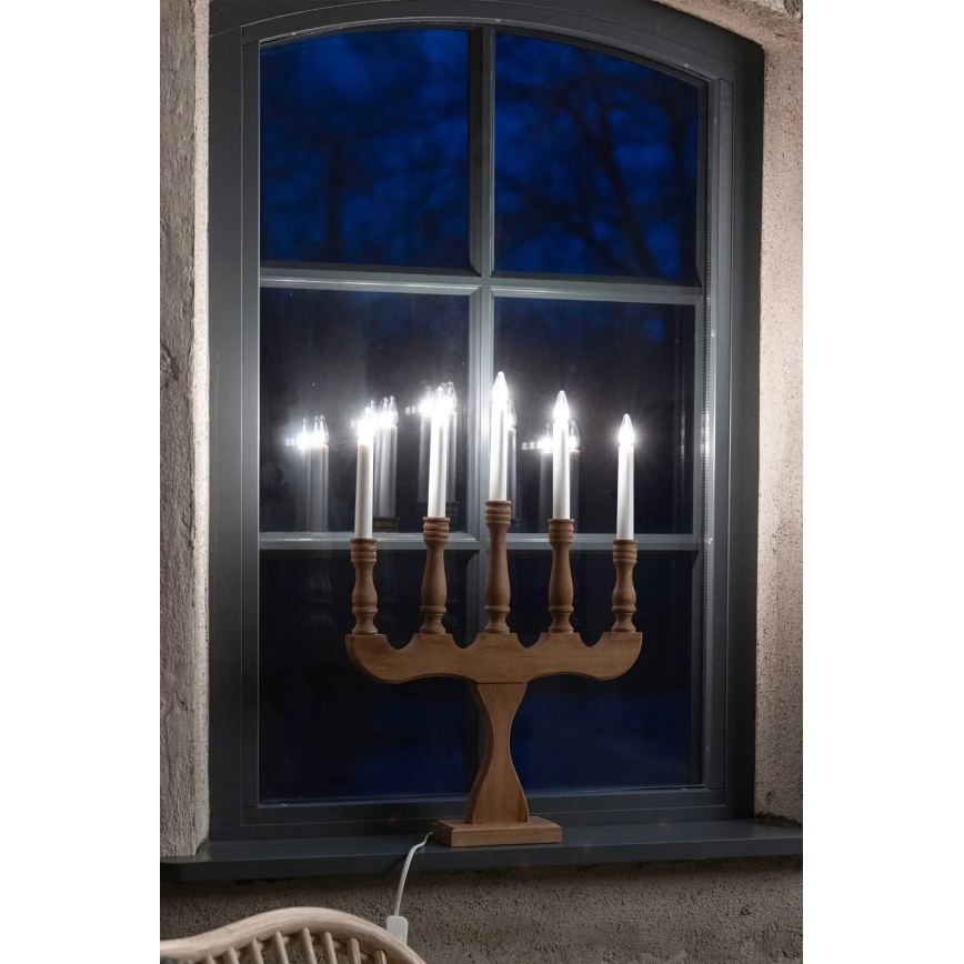 Markslöjd 706279 - Kerstkandelaar SVANEHOLM 5xE10/3W/230V dennenhout/bruin