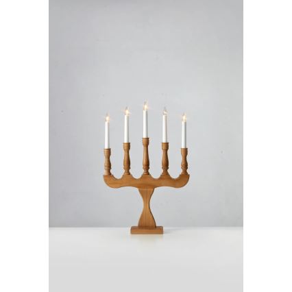Markslöjd 706279 - Kerstkandelaar SVANEHOLM 5xE10/3W/230V dennenhout/bruin