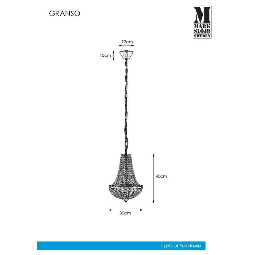 Markslöjd - Kristallen badkamer kroonluchter aan ketting GRÄNSÖ 2x G9 / 20W / 230V