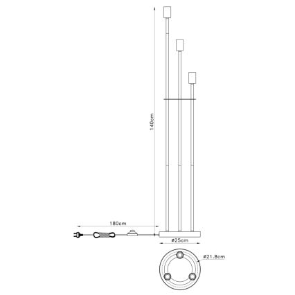 MARTHA vloerlamp - Globo 54008-3S 3xE27 / 60W / 230V