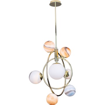 MAXLIGHT P0378 - Hanglamp met vaste pendel COSMOS 7xG9/40W/230V goud