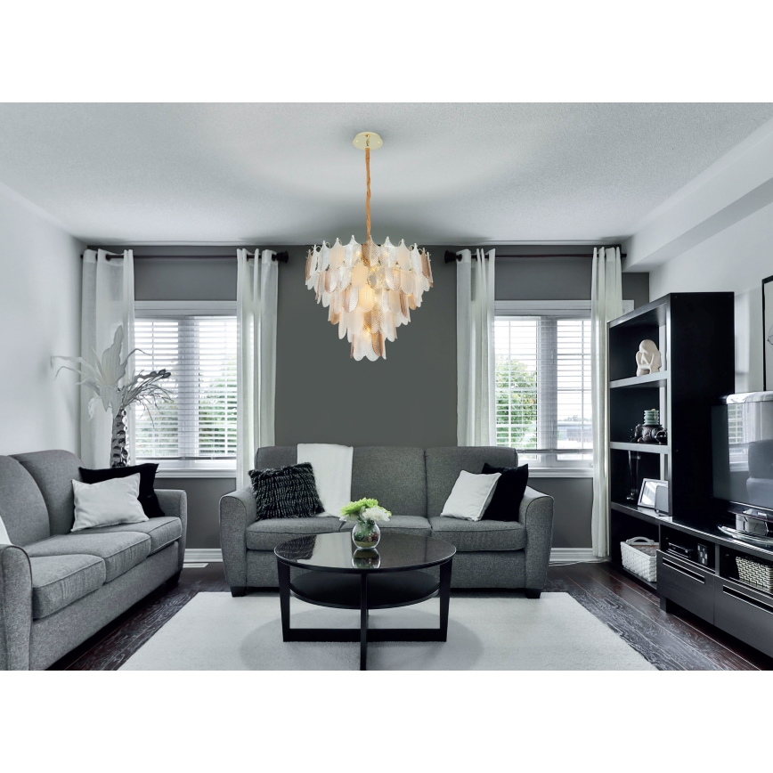 MAXLIGHT P0417 - Hanglamp aan een ketting ARWENA 7xE14/40W/230V diameter 50 cm goud