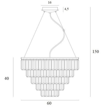 MAXLIGHT P0424 - Hanglamp aan een koord MONACO 15xG9/40W/230V diameter 60 cm goud
