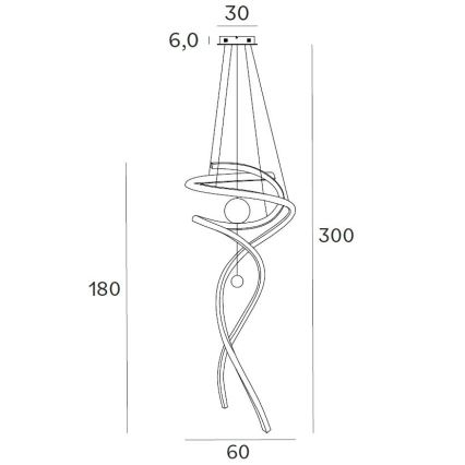 MAXLIGHT P0427D - Dimbare LED hanglamp aan een koord RITZ LED/100W/230V diameter 60 cm CRI 90 goud
