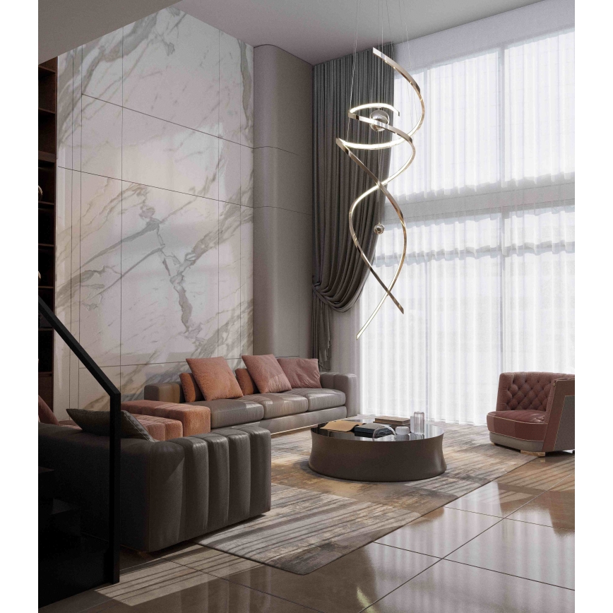 MAXLIGHT P0482D - Dimbare LED hanglamp aan een koord RITZ LED/100W/230V diameter 60 cm CRI 90 glanzend chroom