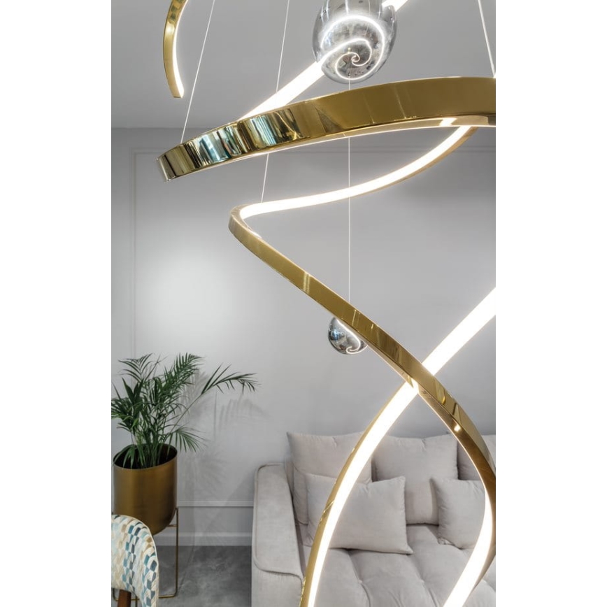 MAXLIGHT P0483D - Dimbare LED hanglamp aan een koord RITZ LED/100W/230V diameter 60 cm CRI 90 messing