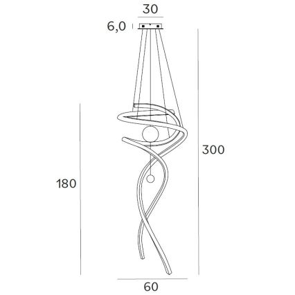 MAXLIGHT P0483D - Dimbare LED hanglamp aan een koord RITZ LED/100W/230V diameter 60 cm CRI 90 messing