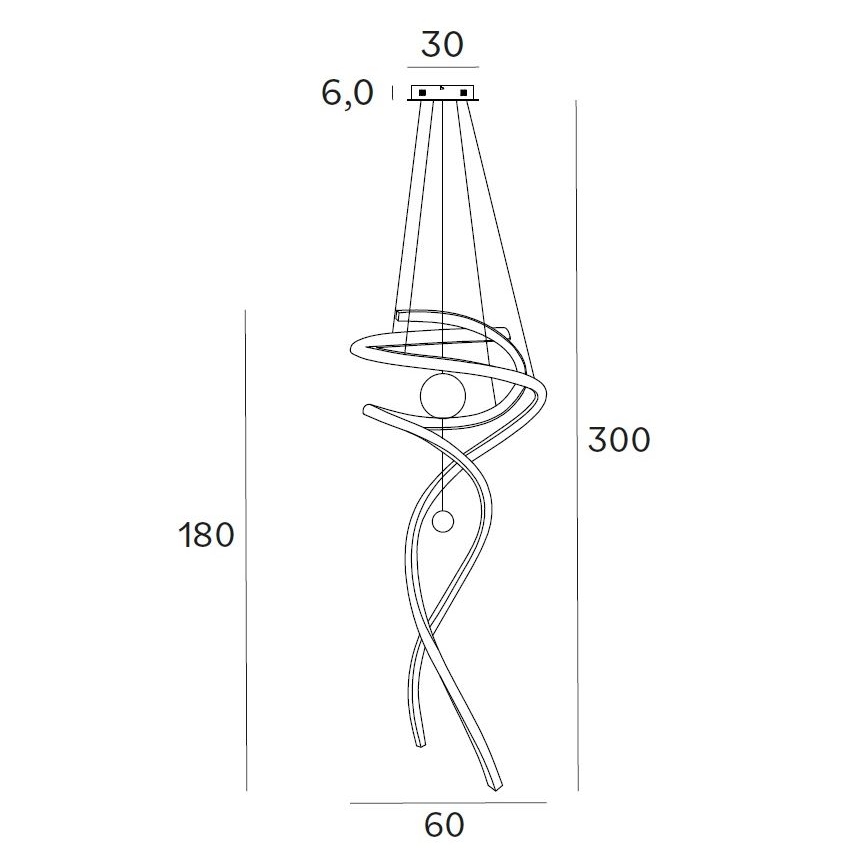 MAXLIGHT P0483D - Dimbare LED hanglamp aan een koord RITZ LED/100W/230V diameter 60 cm CRI 90 messing
