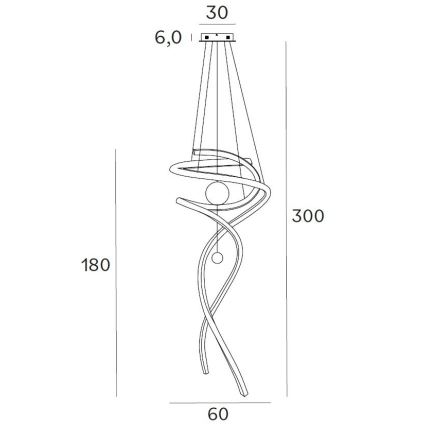 MAXLIGHT P0500D - Dimbare LED hanglamp aan een koord RITZ LED/100W/230V diameter 60 cm CRI 90 zwart