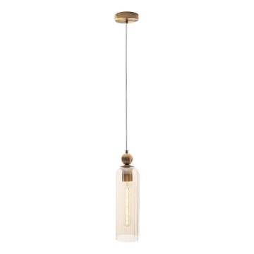 MAXLIGHT P0510 - Hanglamp aan een koord CAMPANILA 1xE27/40W/230V diameter 10 cm messing/beige