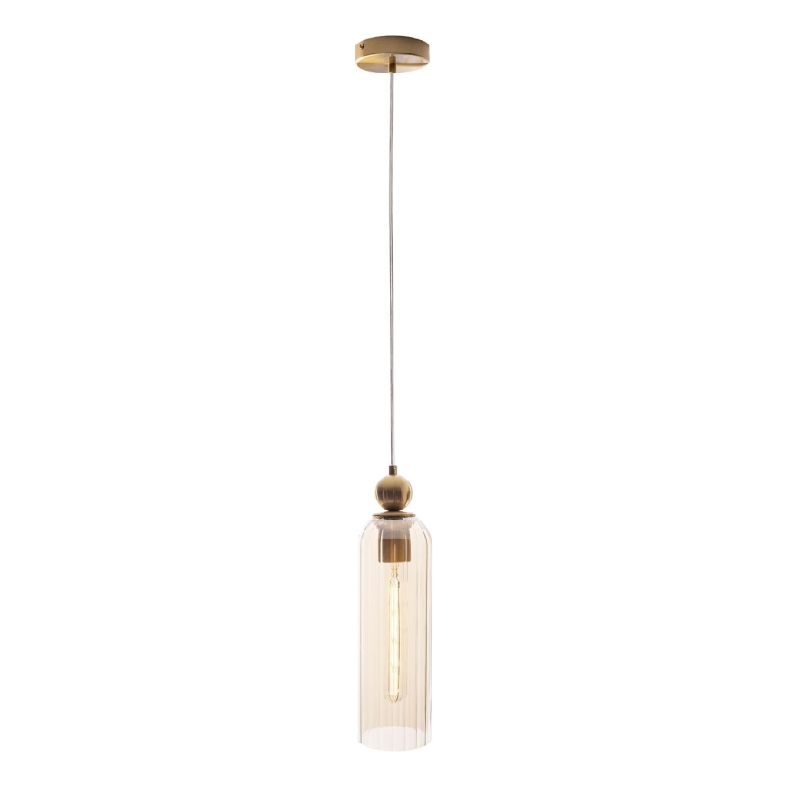 MAXLIGHT P0510 - Hanglamp aan een koord CAMPANILA 1xE27/40W/230V diameter 10 cm messing/beige
