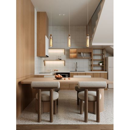 MAXLIGHT P0510 - Hanglamp aan een koord CAMPANILA 1xE27/40W/230V diameter 10 cm messing/beige
