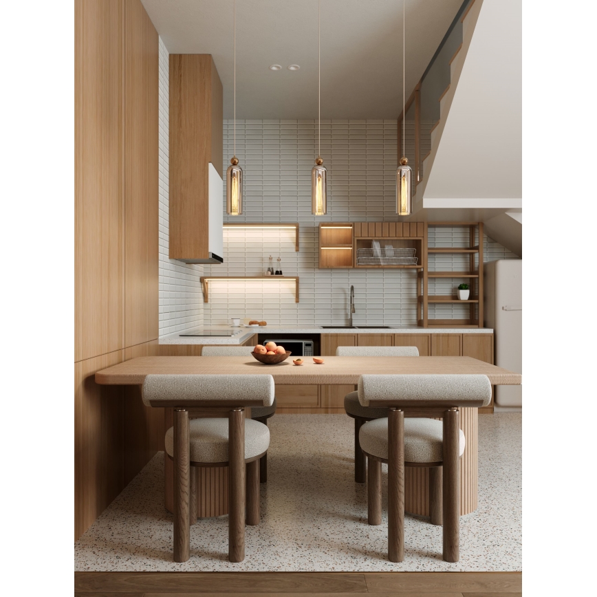 MAXLIGHT P0510 - Hanglamp aan een koord CAMPANILA 1xE27/40W/230V diameter 10 cm messing/beige