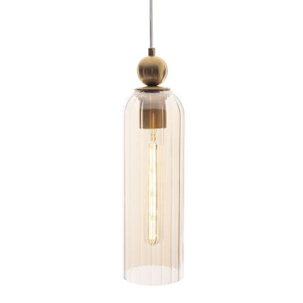 MAXLIGHT P0510 - Hanglamp aan een koord CAMPANILA 1xE27/40W/230V diameter 10 cm messing/beige