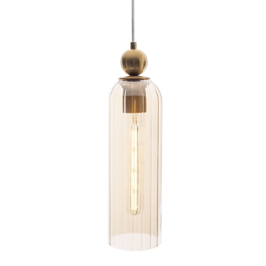 MAXLIGHT P0510 - Hanglamp aan een koord CAMPANILA 1xE27/40W/230V diameter 10 cm messing/beige