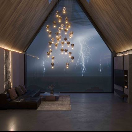 MAXLIGHT P0526D - Dimbare LED hanglamp aan een koord PALLONCINI 11xLED/6W/230V diameter 45 cm doorzichtig/beige/gerookt