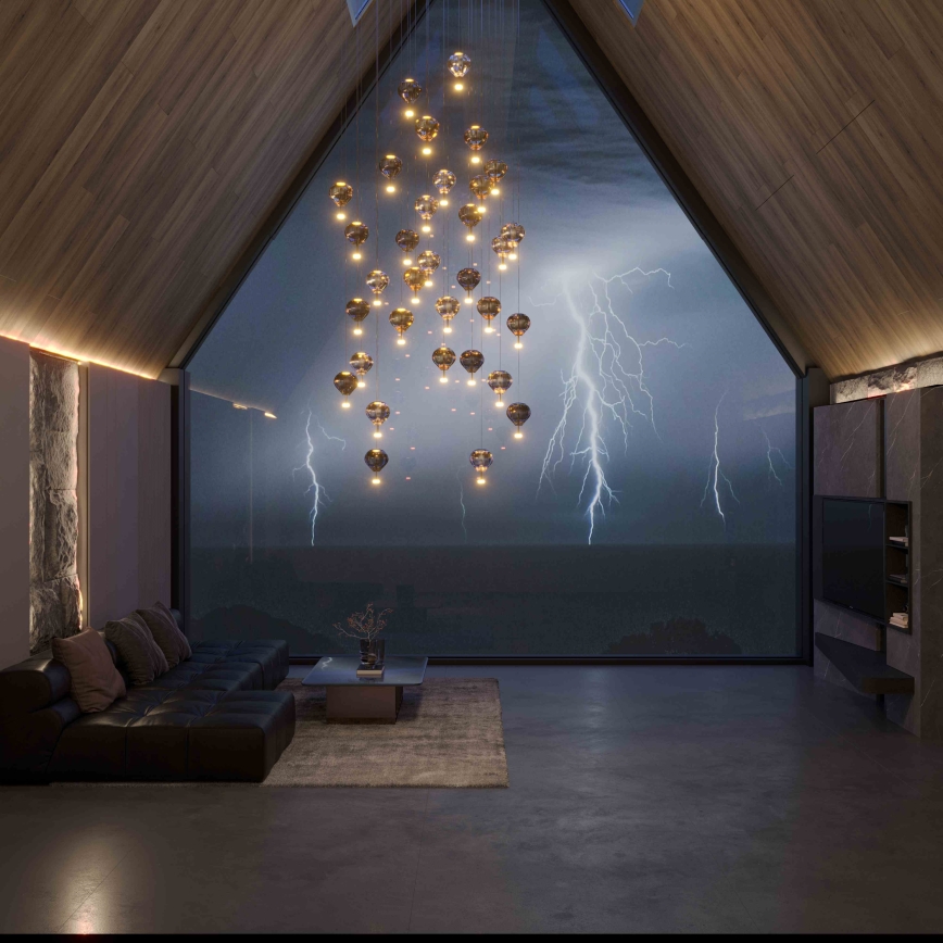 MAXLIGHT P0526D - Dimbare LED hanglamp aan een koord PALLONCINI 11xLED/6W/230V diameter 45 cm doorzichtig/beige/gerookt